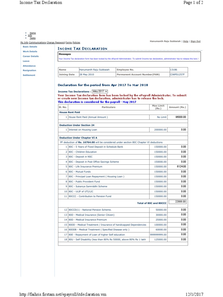 Income Tax Declaration April 2017 | Download Free PDF | Loans | Insurance