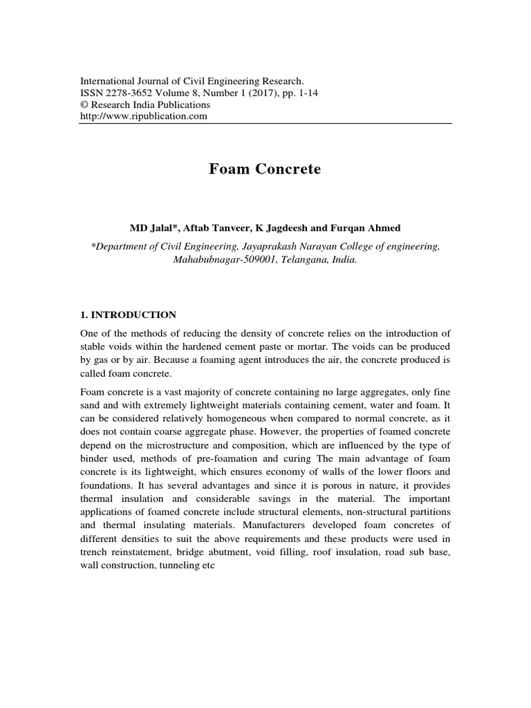Foamed Concrete PDF Foam Concrete