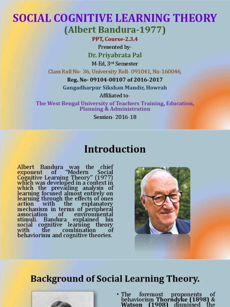 Social Cognitive Learning Theory (Albert Bandura-1977) | PDF ...