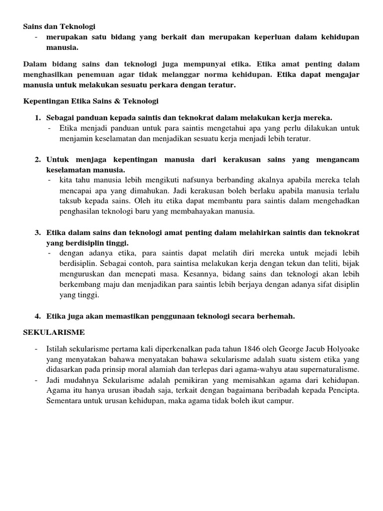 Sains Dan Teknologi  PDF