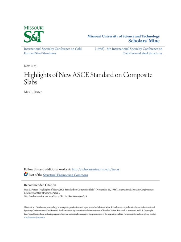 Highlights of New ASCE Standard On Composite Slabs | PDF | Strength Of ...