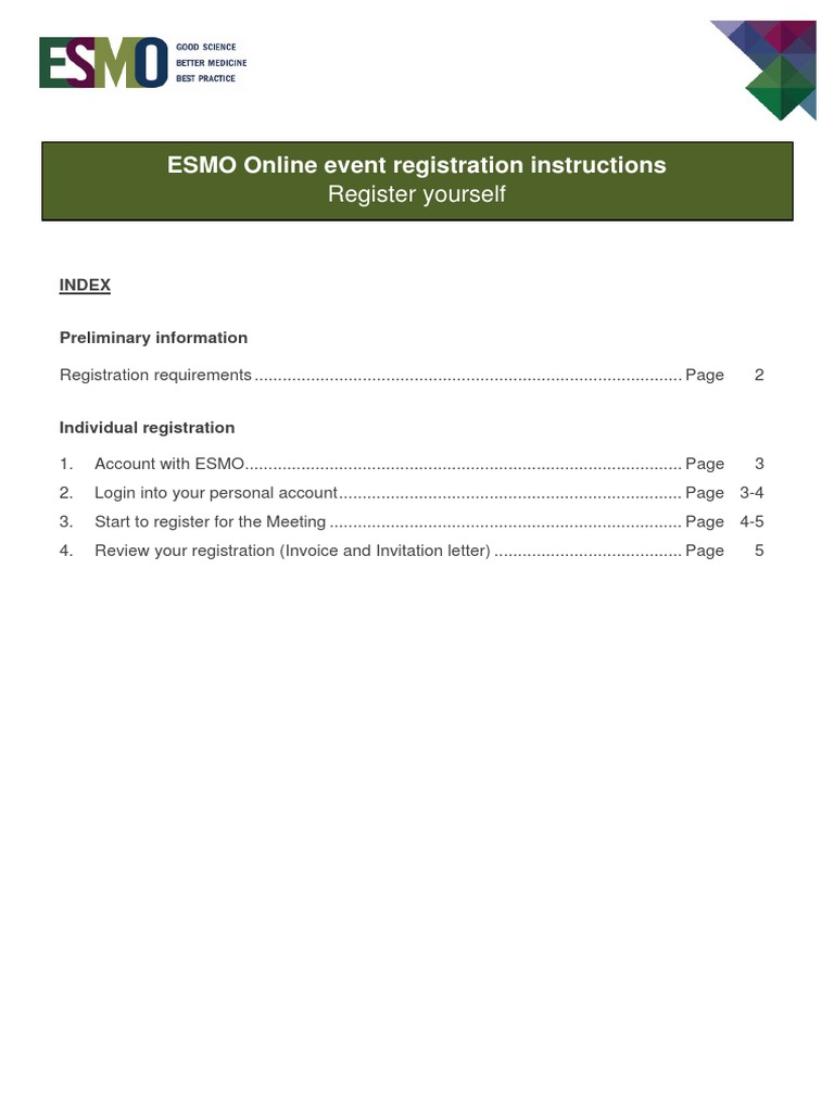ESMO Individual Event Registration Instructions PDF User