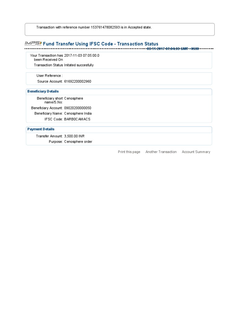 Fund Transfer Confirmation | PDF