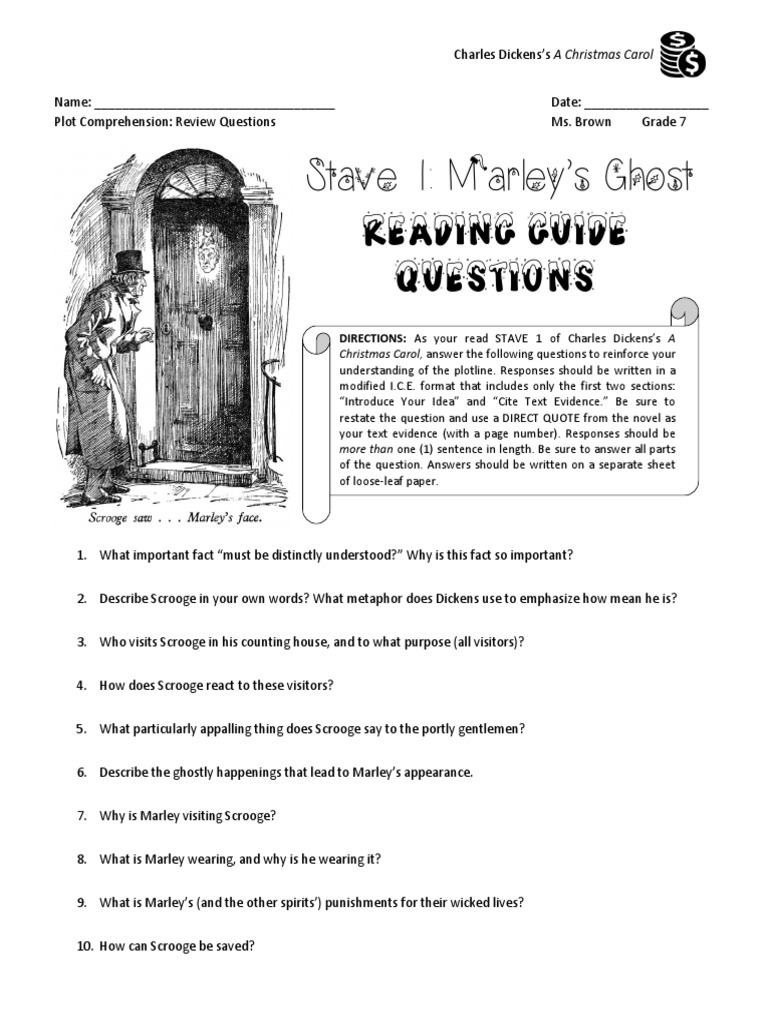 A Christmas Carol Stave 1 Questions Answers 
