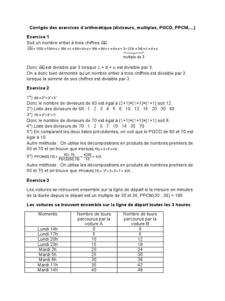 Exercices Sur Les Nombres Premiers 5ème Avec Corrigés