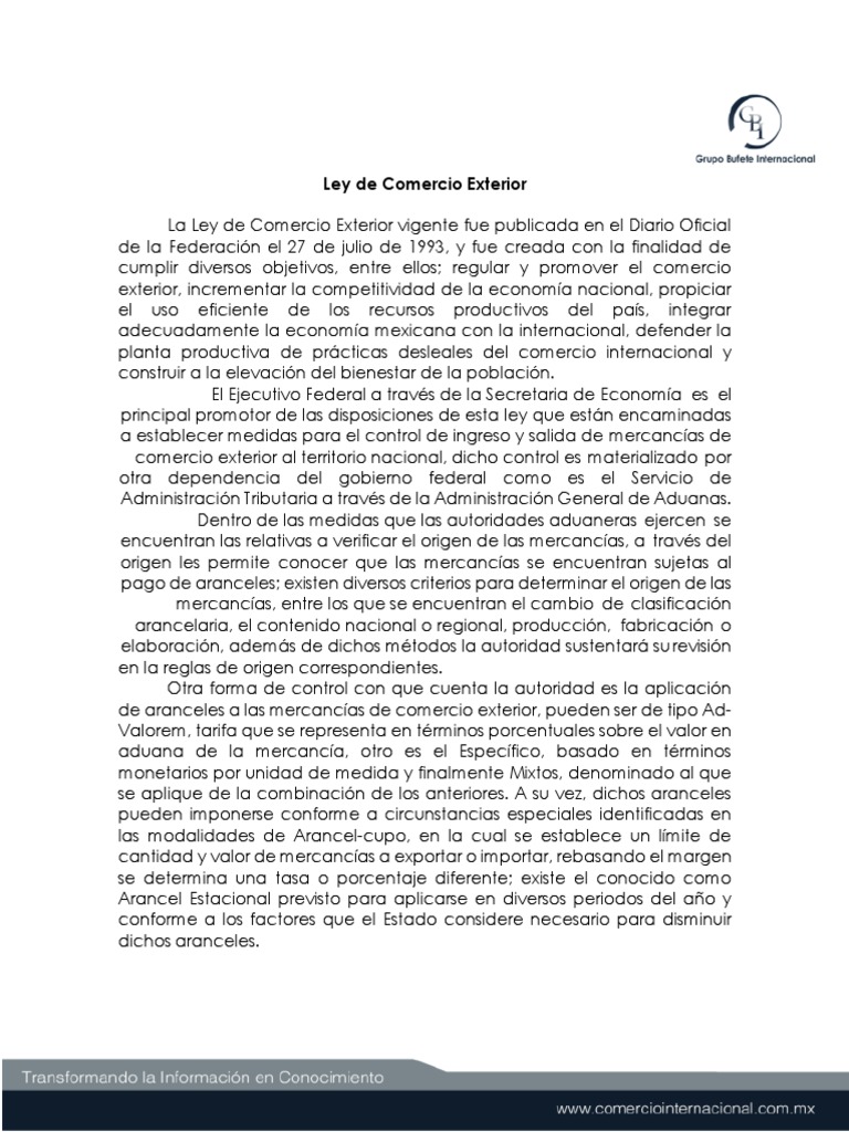 Analisis Ley de Comercio Exterior | PDF | aduana | El comercio ...