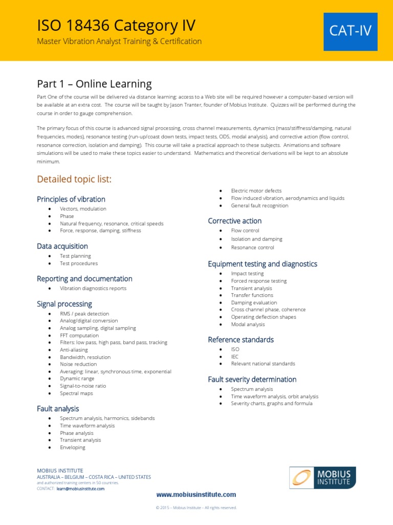 ISO 18436 Category IV-Cut Sheet-Topics-Part 1-Published | PDF ...