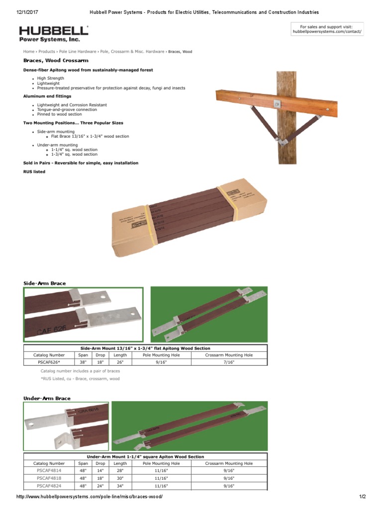 Hubbell Crossarm Brace Wood Wood Manufactured Goods