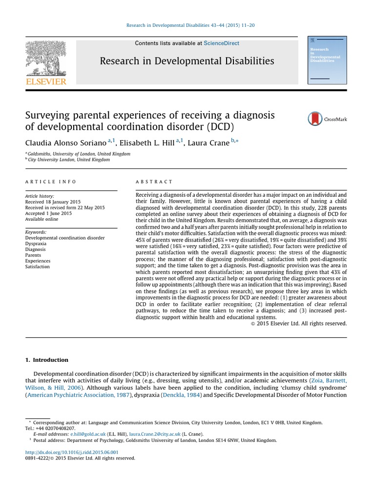 Parental Experiences with DCD Diagnosis | PDF | Linear Regression ...