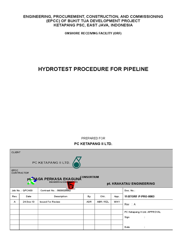 Pipeline Hydrotest Procedure Overview | PDF | Pipeline Transport | Pipe ...