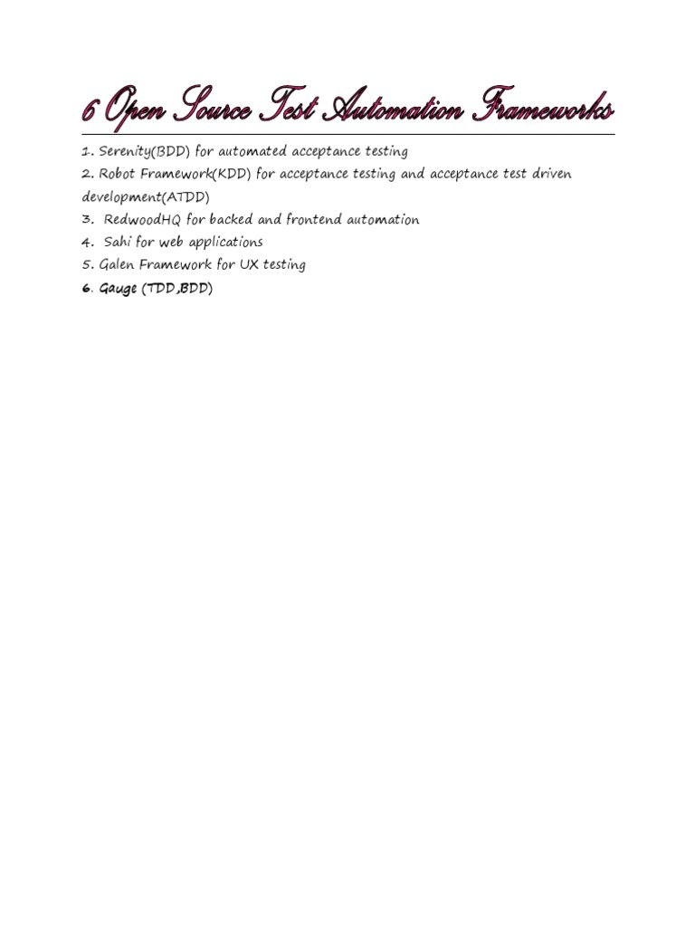 Top Automation Testing Frameworks | PDF | Business | Technology ...