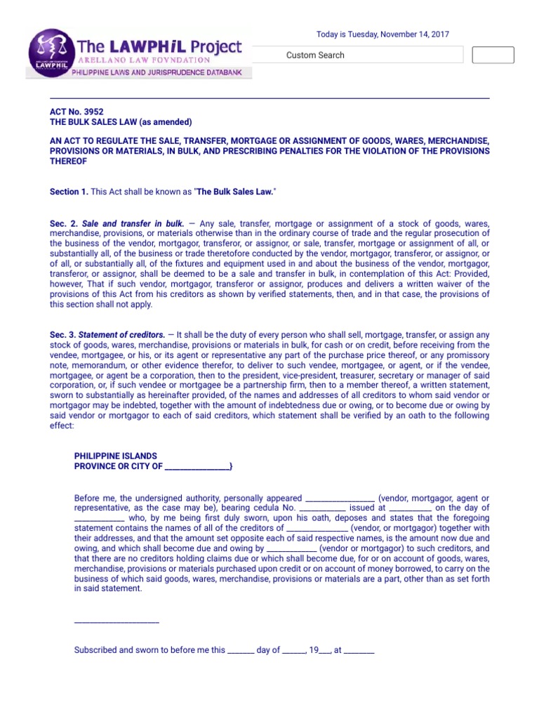 Bulk Sales Law Download Free PDF Mortgage Law Assignment (Law)