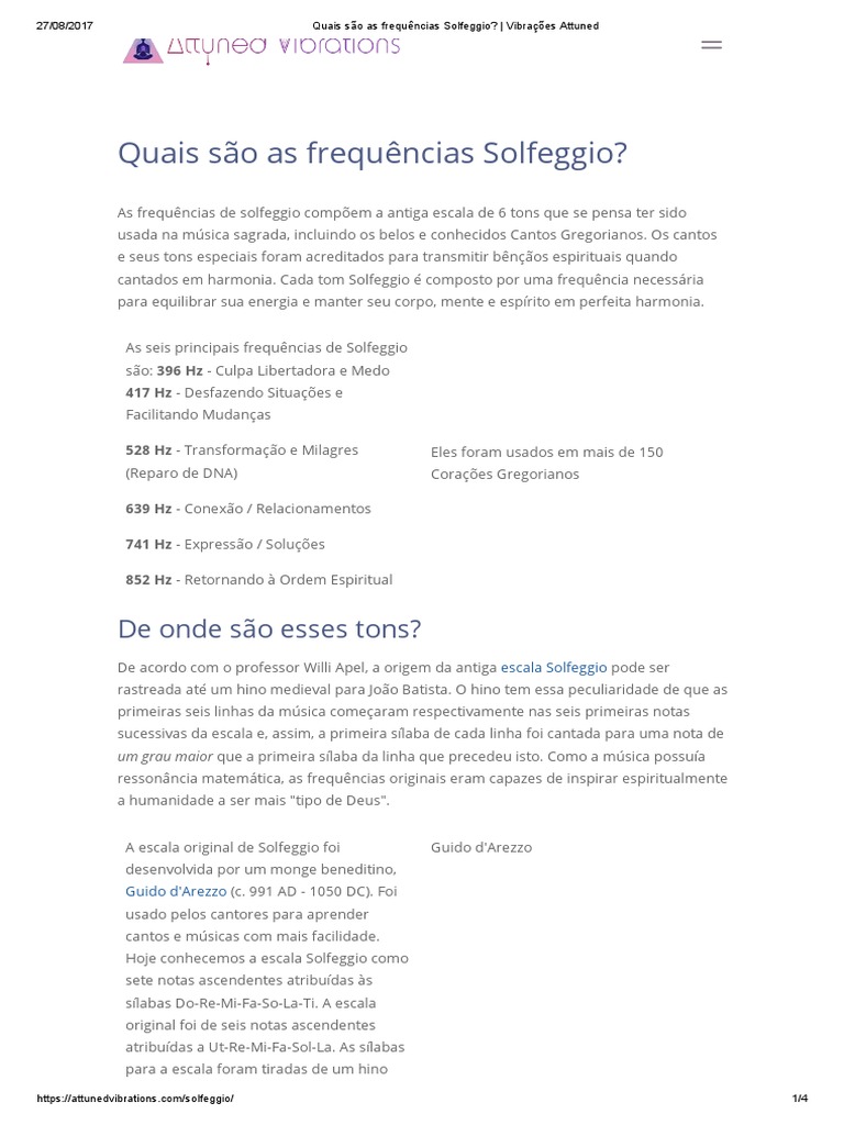 Quais São As Frequências Solfeggio - Vibrações Attuned | PDF | Escala ...