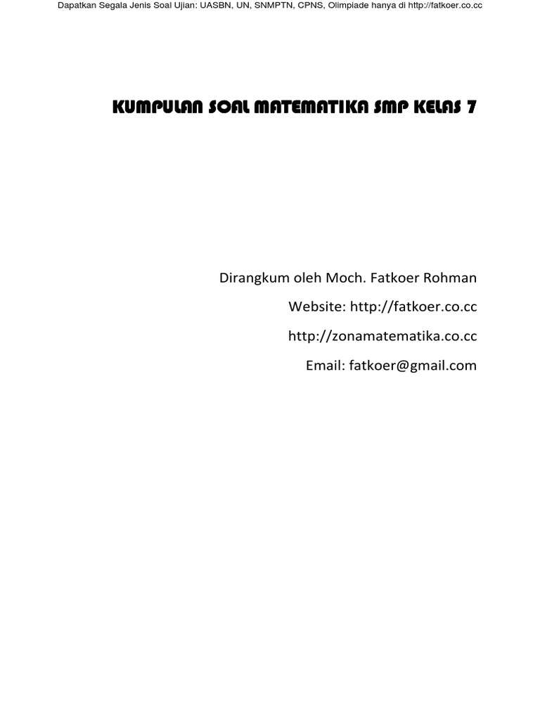 20283515 Kumpulan Soal Matematika Smp Kelas 72 Pdf