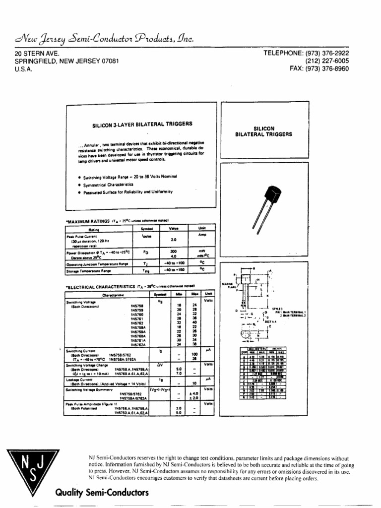 1N5758New Jersey Semiconductor Download Free PDF Semiconductors