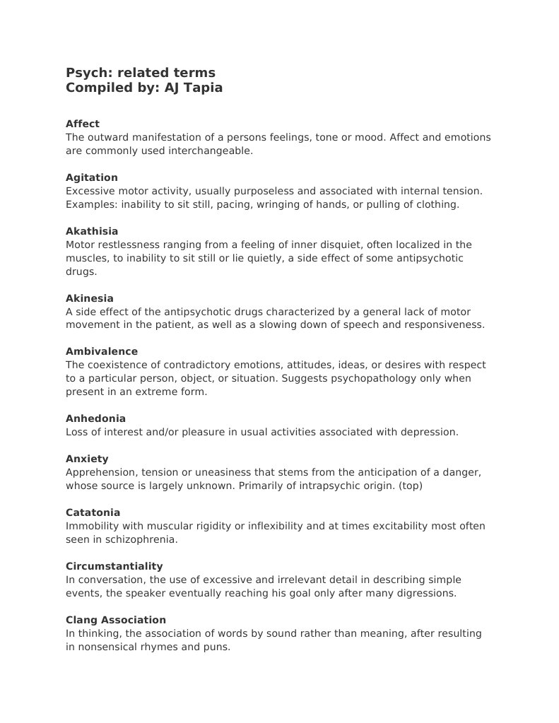 Key Psychological Terms Explained | PDF