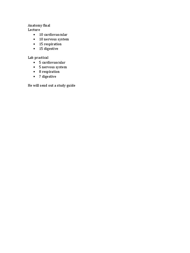 Anatomy Final Exam Study Guide | PDF