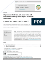 Dependence of Solvents, PH, Molar Ratio and Temperature in Tuning Metal Organic Framework Architecture