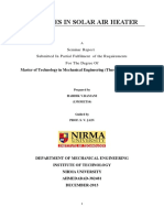 Advances in Solar Air Heater: Seminar Report Submitted in Partial Fulfilment of The Requirements For The Degree of