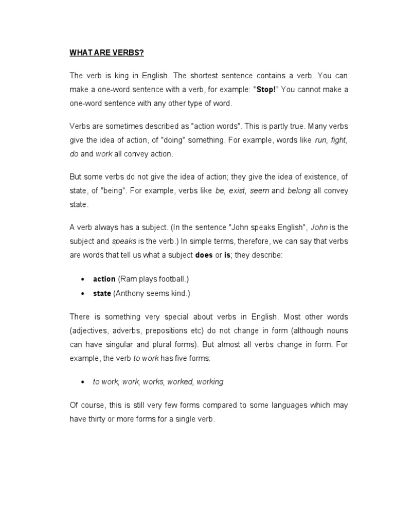 Understanding Verbs in English Grammar | PDF