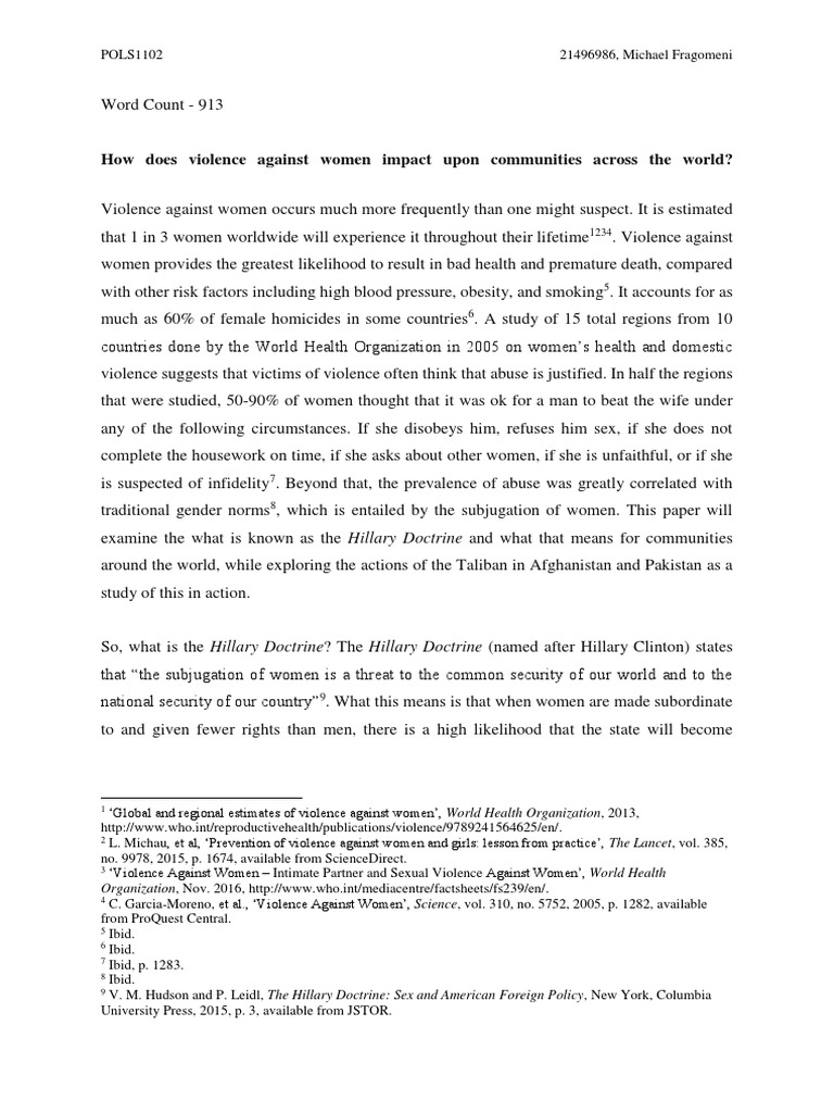 Impact of Violence Against Women Globally | PDF | Violence | Violence ...