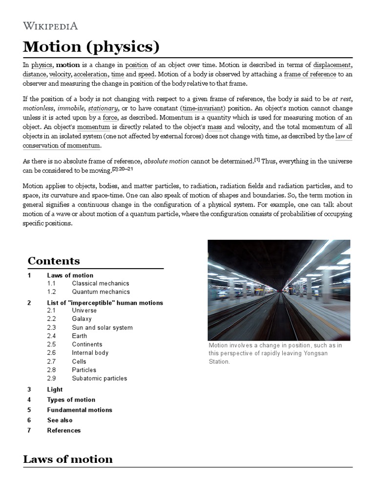Motion (Physics) | PDF | Motion (Physics) | Force