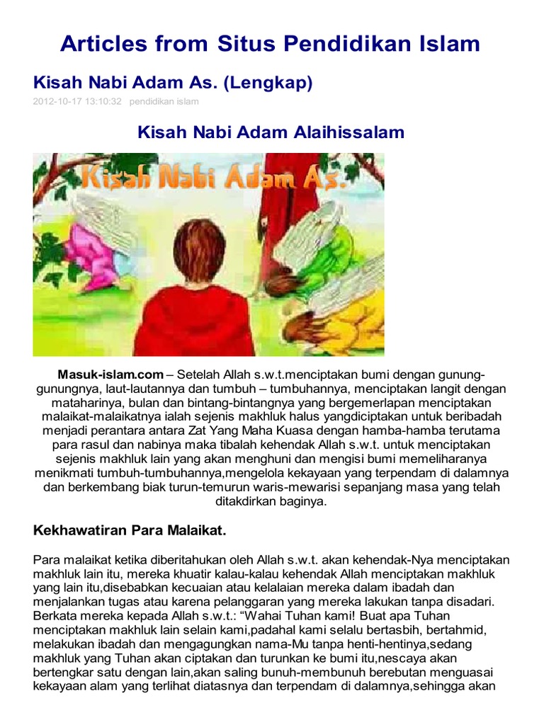 Kisah Nabi Adam A S Pdf
