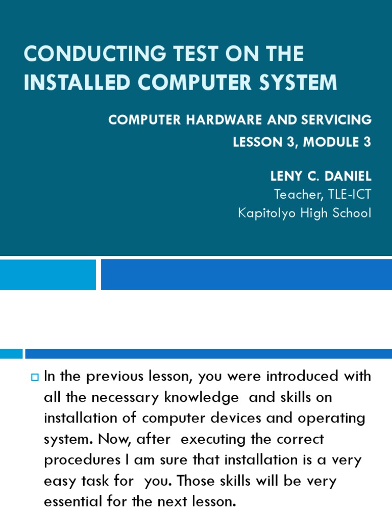 1 Testing Installed Computer System | PDF | Hard Disk Drive | Computer File