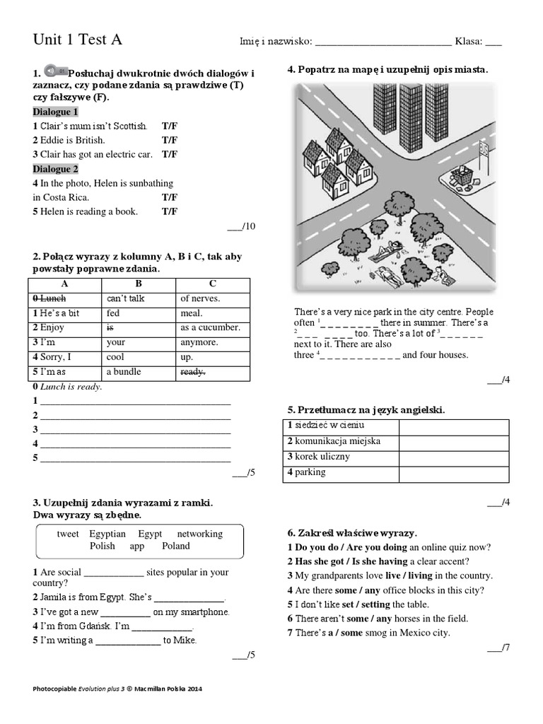 Sprawdzian Z Angielskiego Klasa 6 Unit 1 Pdf