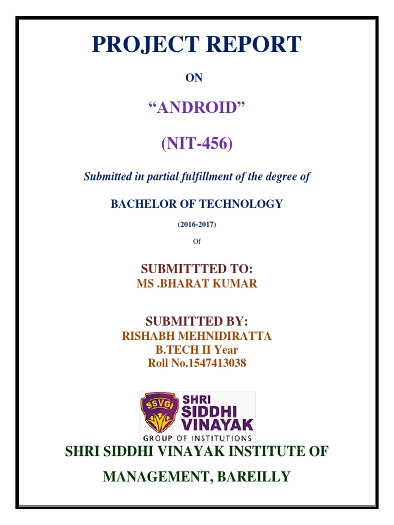 Ssvim Btech Front Page | PDF