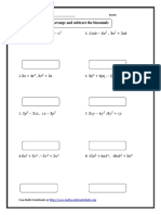 Subtraction Arrange-Binomials