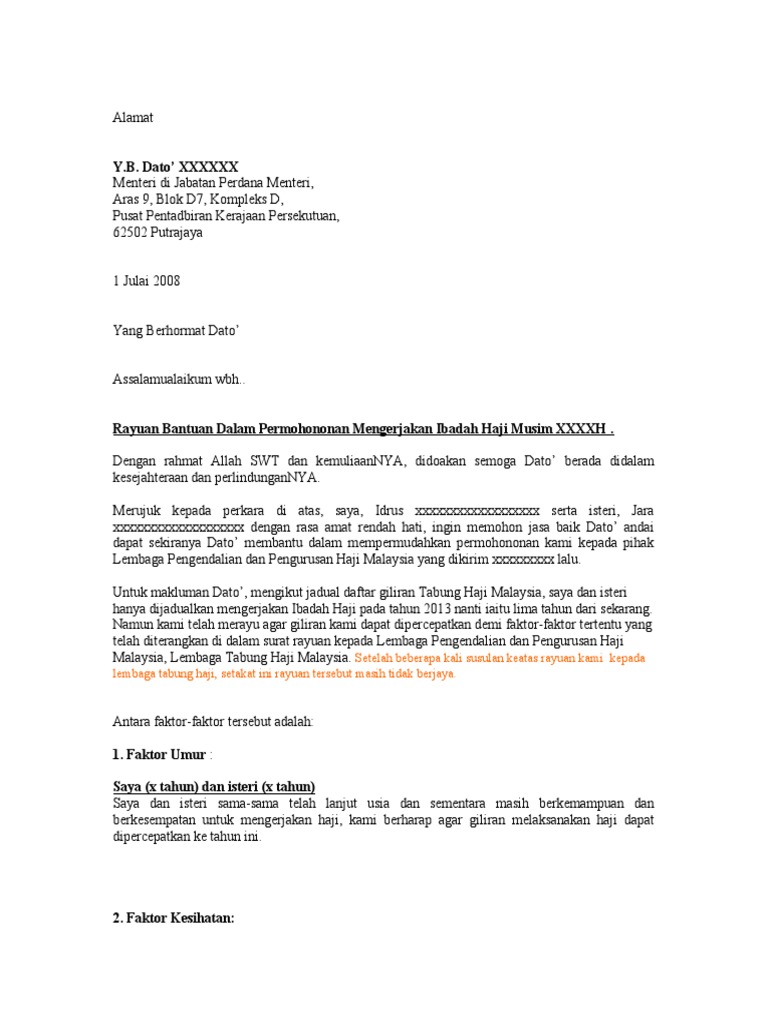 Contoh Surat Rayuan Haji Pdf