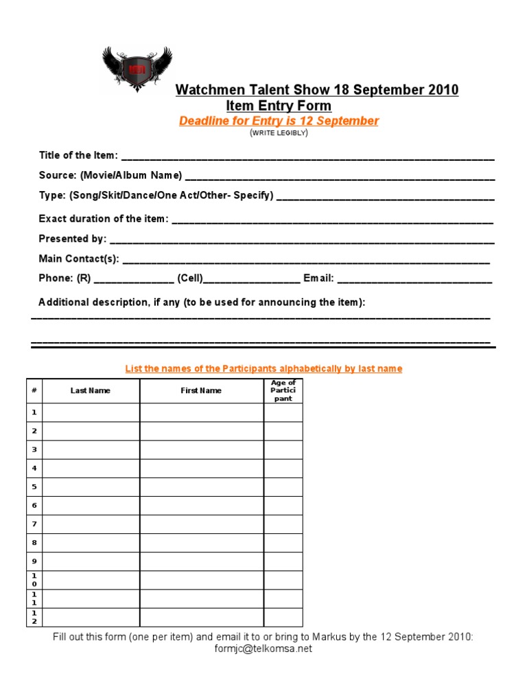 Entry Form 2010 | PDF | Games & Activities