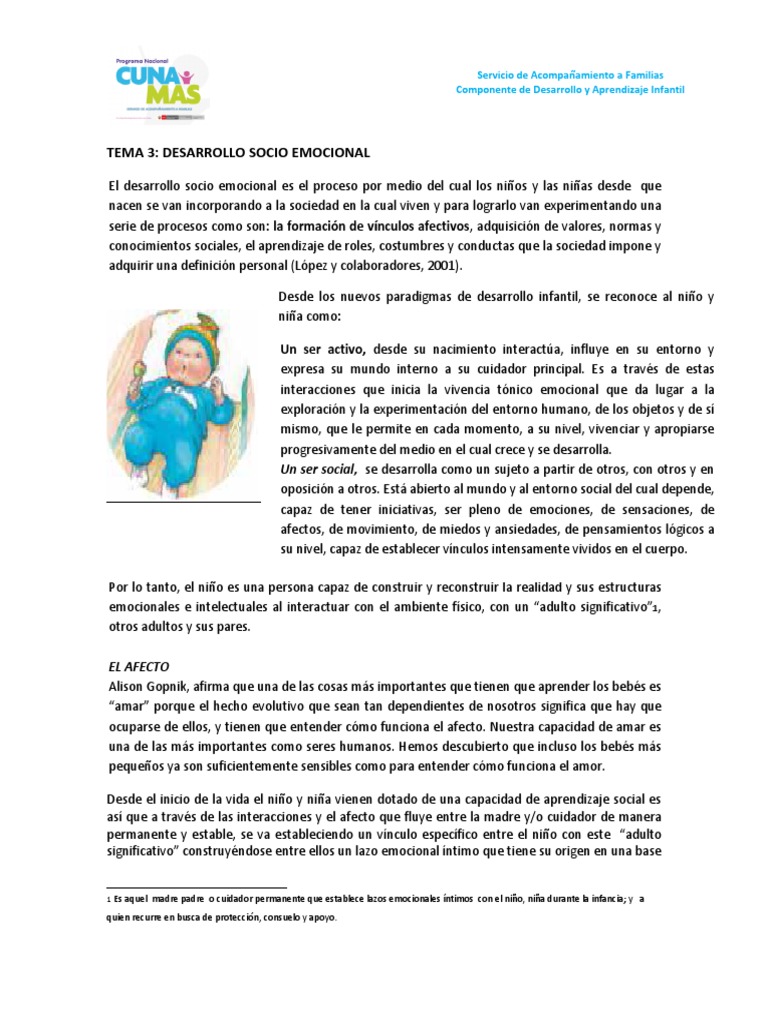 Desarrollo Socioemocional Infantil | PDF | Teoría de apego | Las emociones