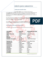 Vocabulario para Camareros PDF