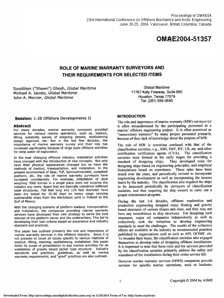 Omae 2004-51357: Om Ae2004-51357 | PDF | Tugboat | Ships