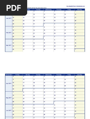 2017 Weekly Calendar
