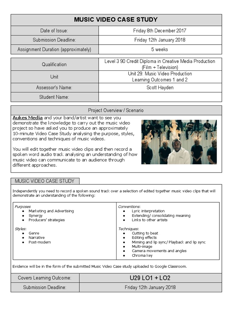 Music Video Production Case Study | PDF | Art