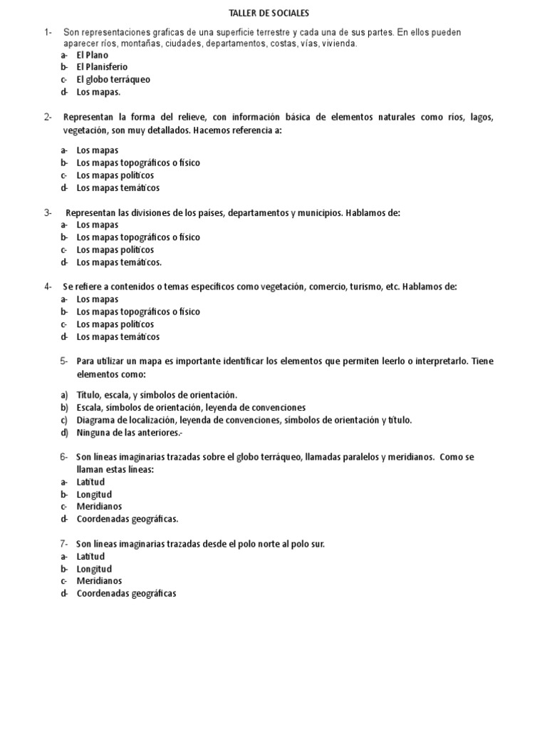 Taller de Sociales 4 Primaria Recuperacion | PDF | Mapa | Longitud