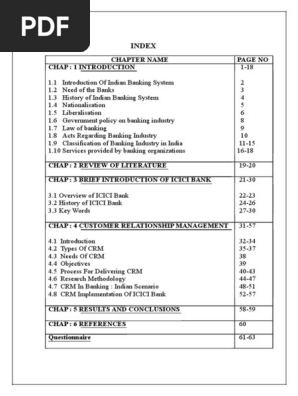 A Study On Crm In Icici Bank Reserve Bank Of India Automated
