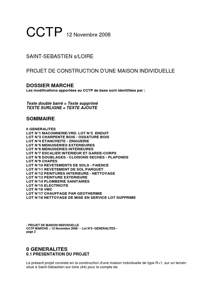 CCTP 2008 | PDF | Fondation (construction) | Mortier (matériau)