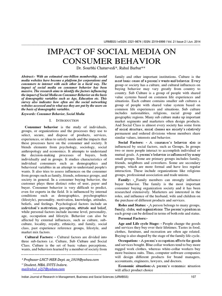 Impact of Social Media On | PDF | Social Media | Popular Culture ...
