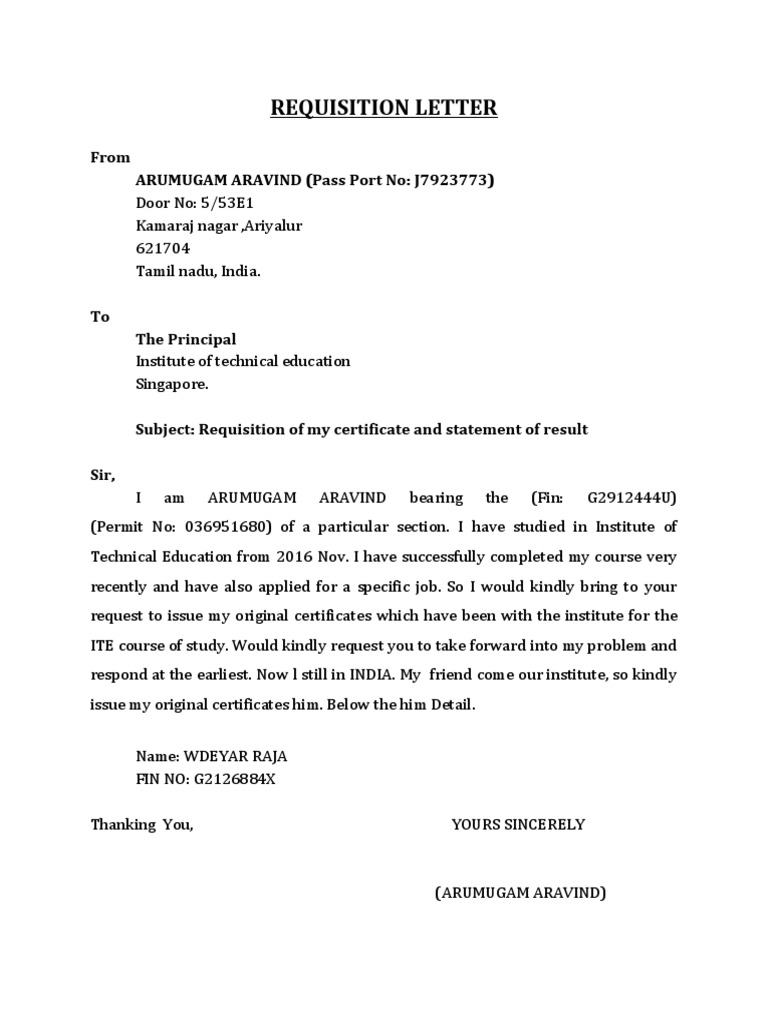 Certificate Requisition Letter Template | PDF | Career & Growth | Business