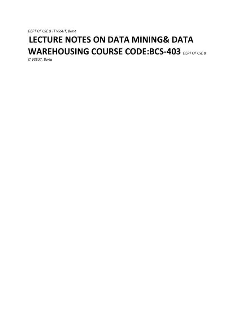 Data Mining & Warehousing Lecture Notes | PDF | Data Mining ...