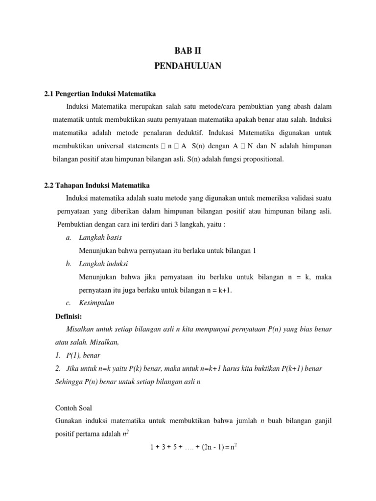 Contoh Makalah Induksi Matematika