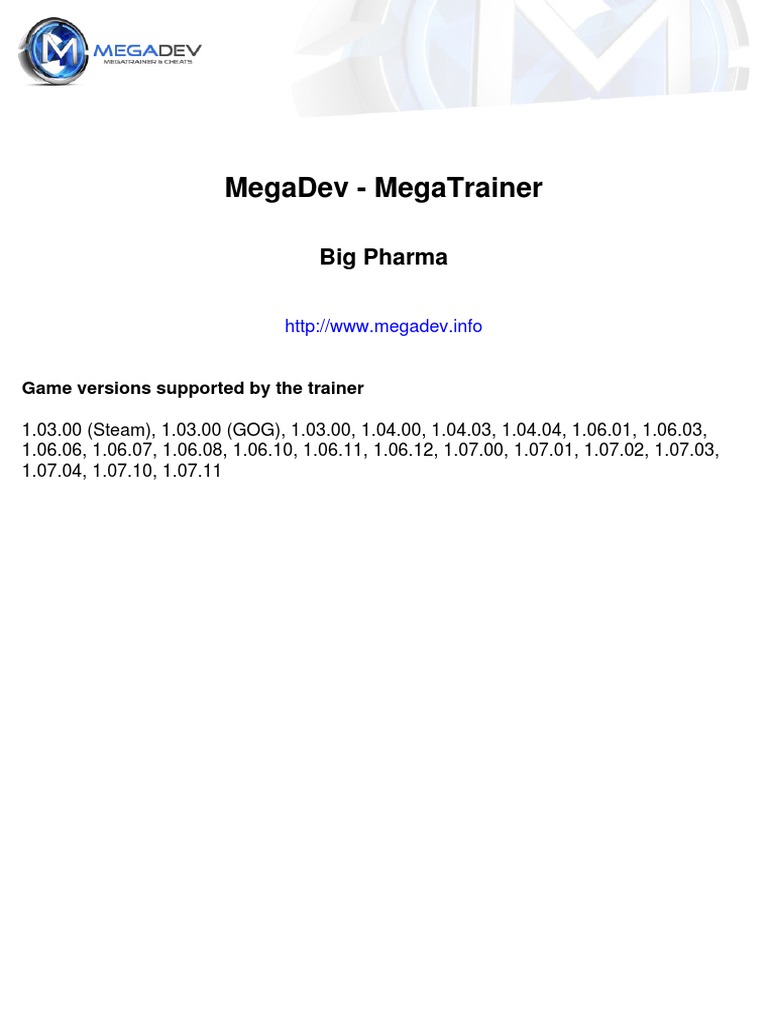 Megadev Megatrainer Big Pharma Download Free PDF Pharmaceutical