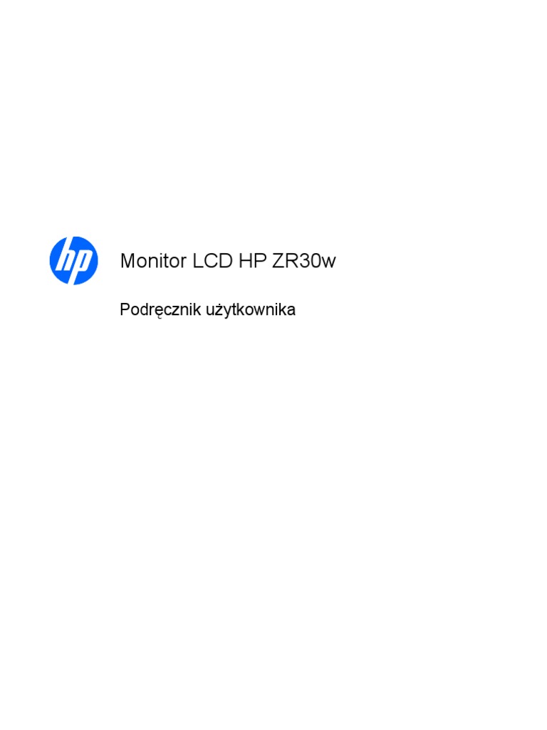 Hp Zr30w Lcd Monitor Instrukcja Obsługi