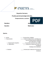 Deyanira Carrasco Prueba Parcial Psicología Del Niño.: Temperamento y Carácter