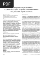 Informação e Competitividade - A Contextualização Da Gestão Do Conhecimento Nos Processos Organizacionais