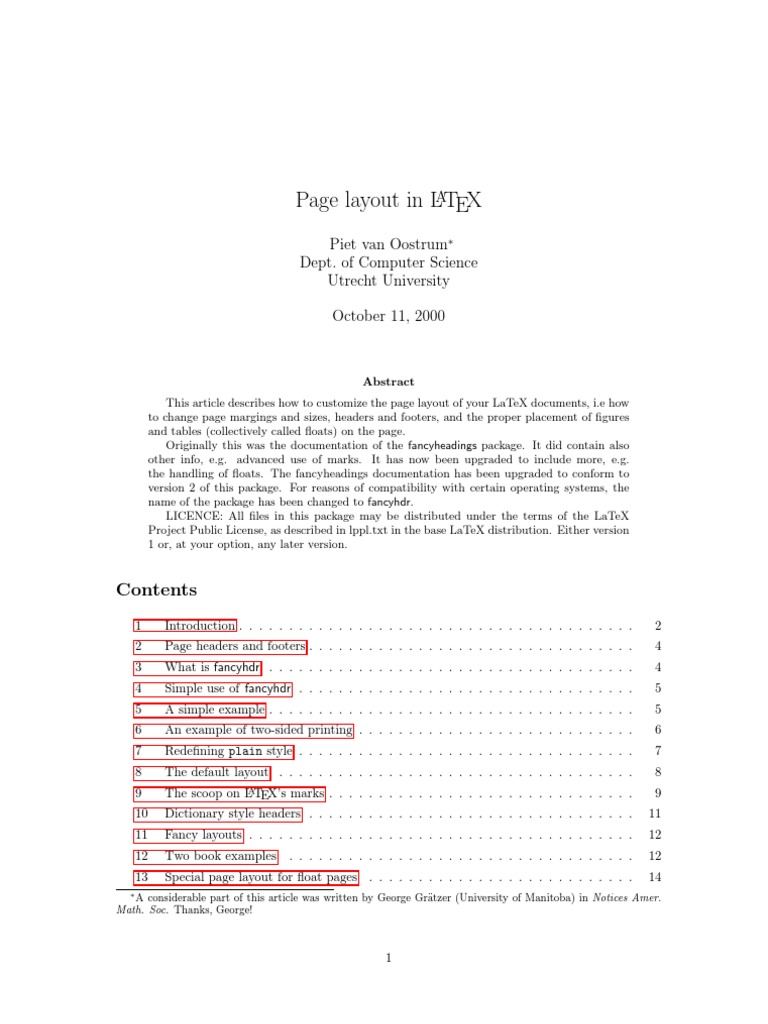 Page layout in LaTeX Page Layout Te X
